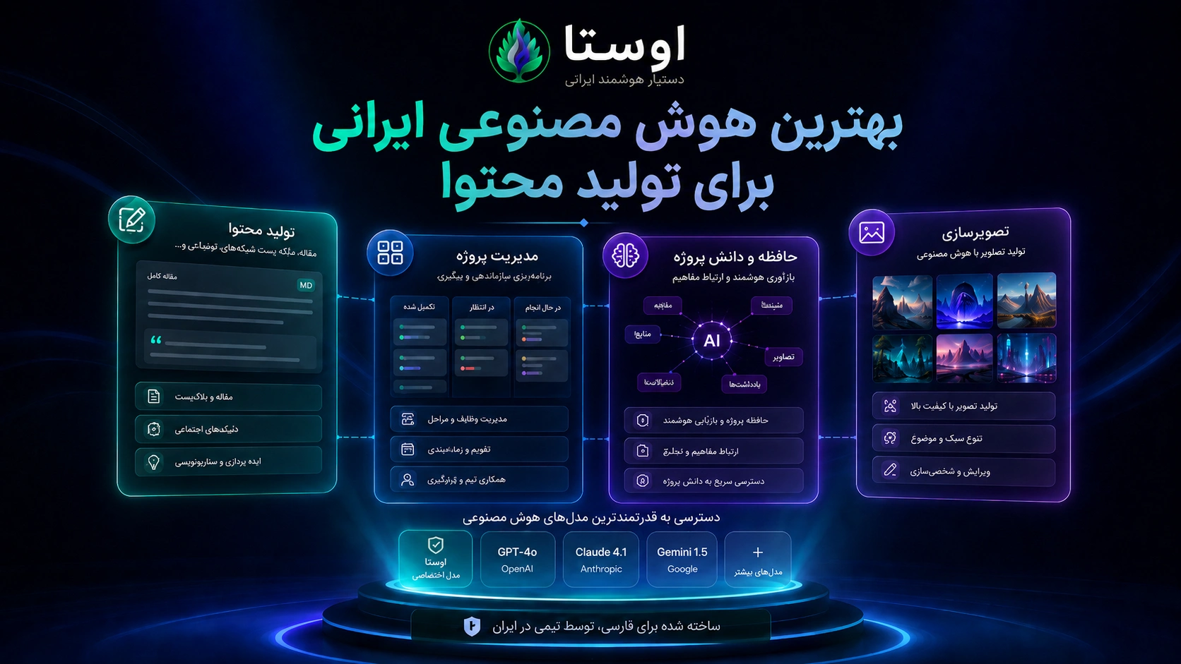 بهترین هوش مصنوعی ایرانی برای تولید محتوا، تصویرسازی و مدیریت پروژه؛ بررسی اوستا